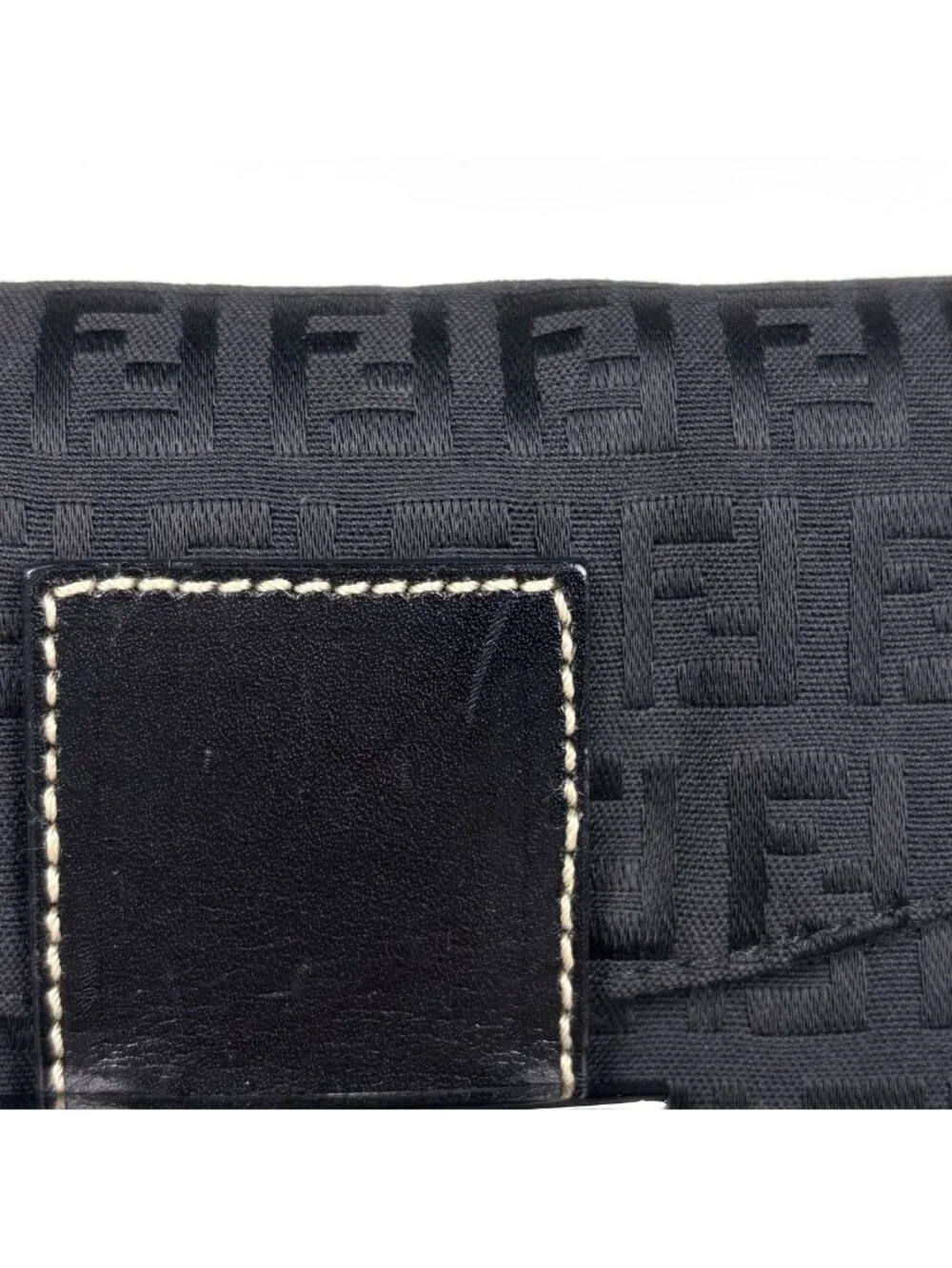 Fendi Shoulder Bag Zucchino Pattern Canvas Black